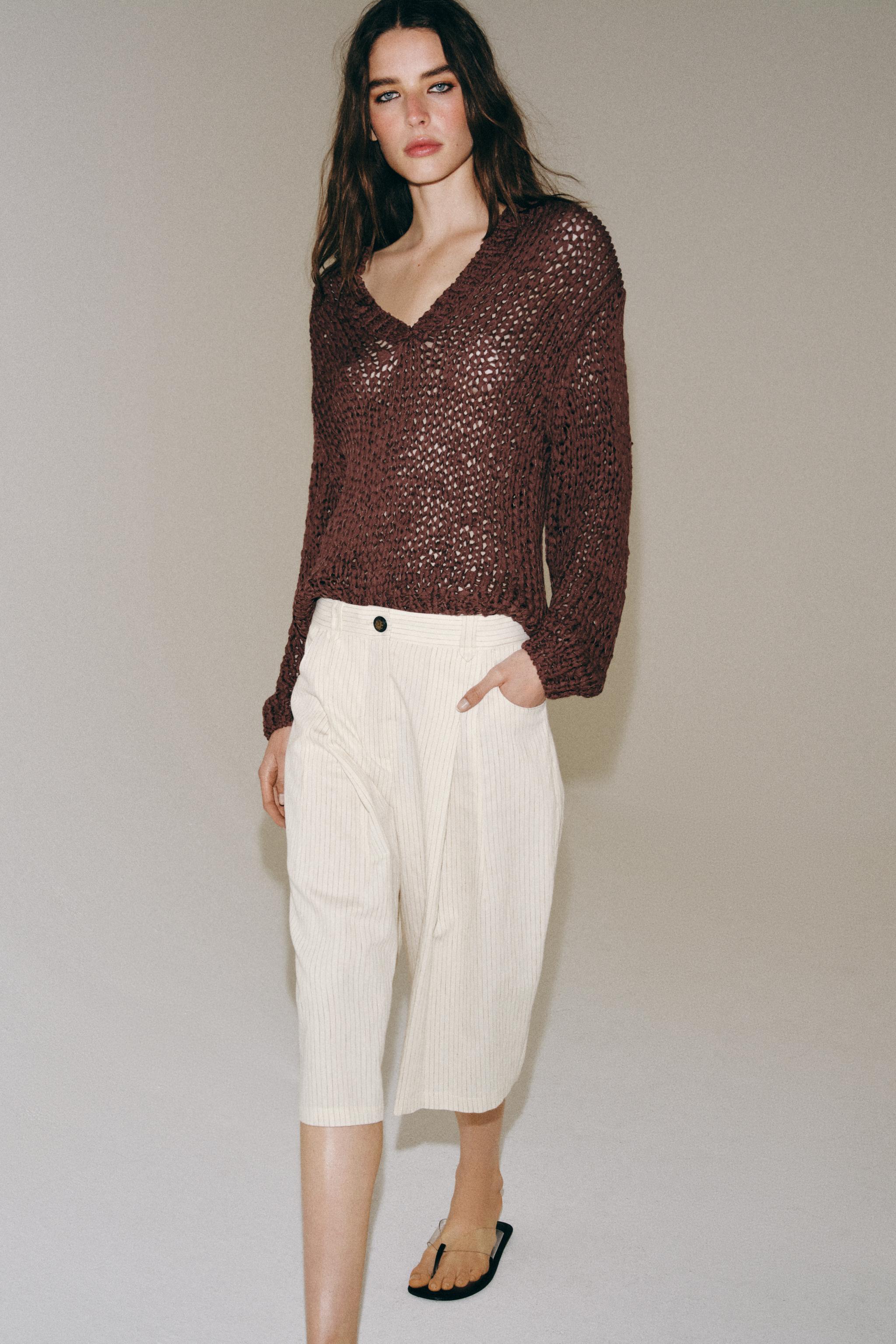 ZW COLLECTION STRIPED PLEATED SHORTS